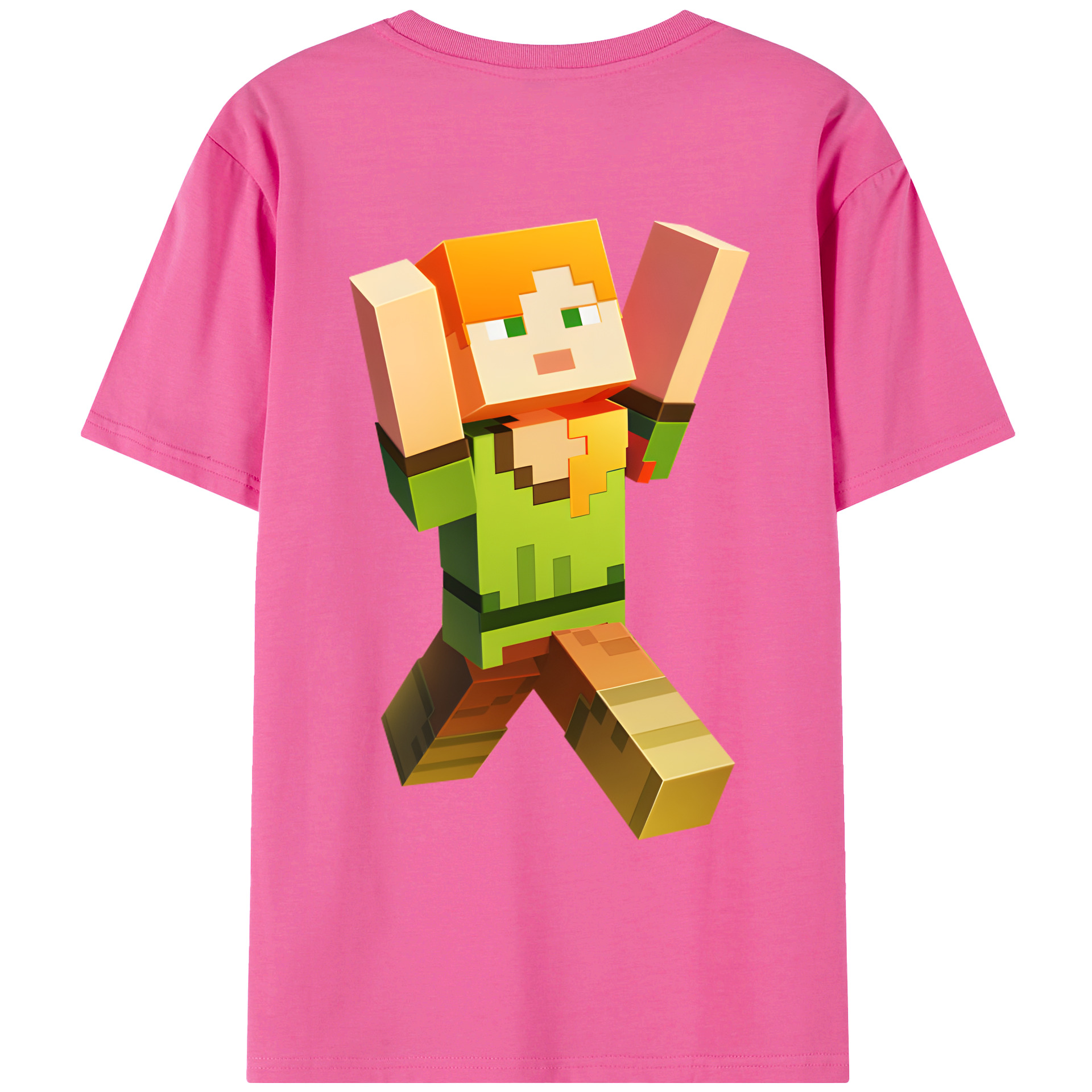 （画像用） マインクラフト ブロックの世界 Minecraft MC Block world レディース半袖Tシャツ(バックプリント)